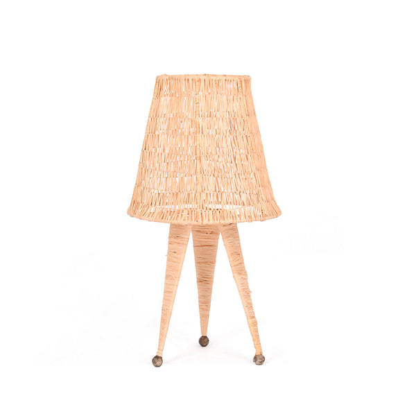 Moroccan handmade table lampshade, Natural bedside lamp |  Cone-shaped raffia lamp